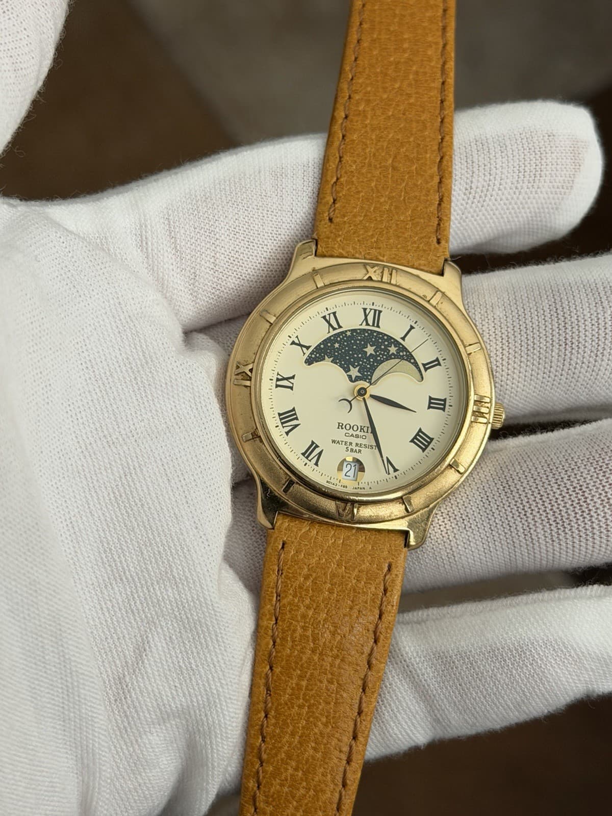 Rare Vintage Casio Rookie RKT-5015 Moon Phase Men’s Classic Dress Watch JDM 80s