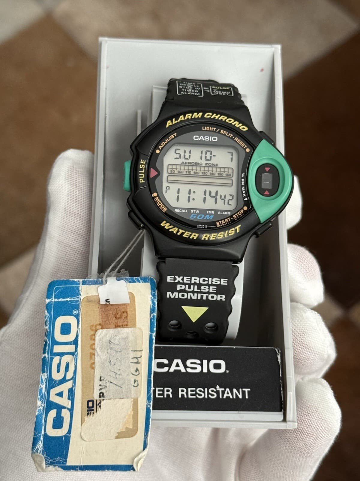 NOS Rare Vintage Casio JP-200W Aerobic Pulse Monitor Digital Sports Watch JDM