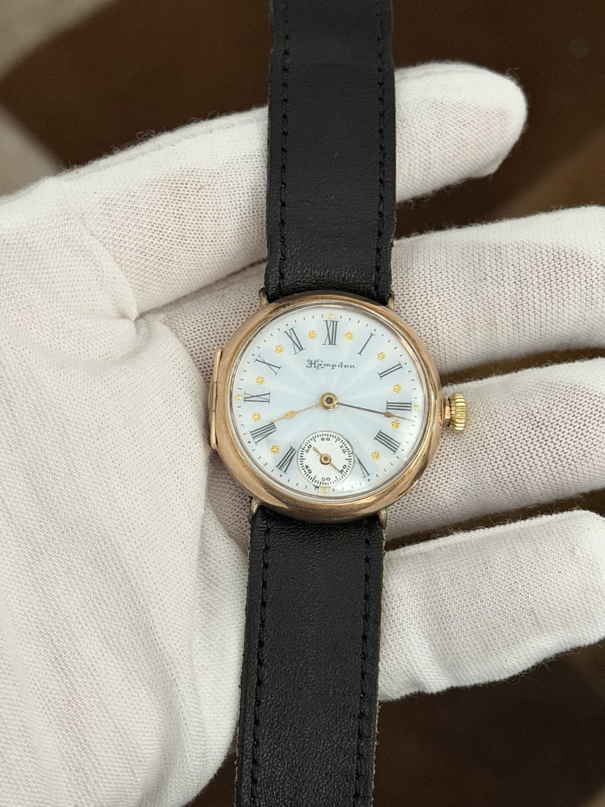 Vintage Hampden Art Deco Fancy Enamel Dial Lever Set Men’s Classic Dress Watch