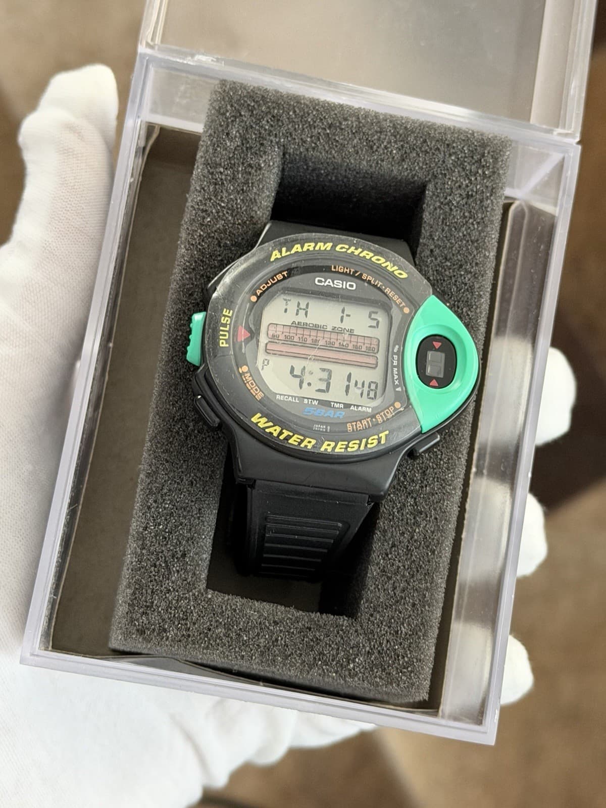 NOS Rare Vintage Casio JP-200W Aerobic Pulse Monitor Digital Sports Watch JDM
