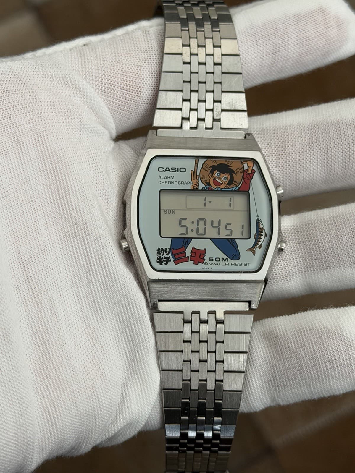 Rare Vintage Casio W-30 Sanpei Fisherman Digital Watch JDM 1980s Module 152