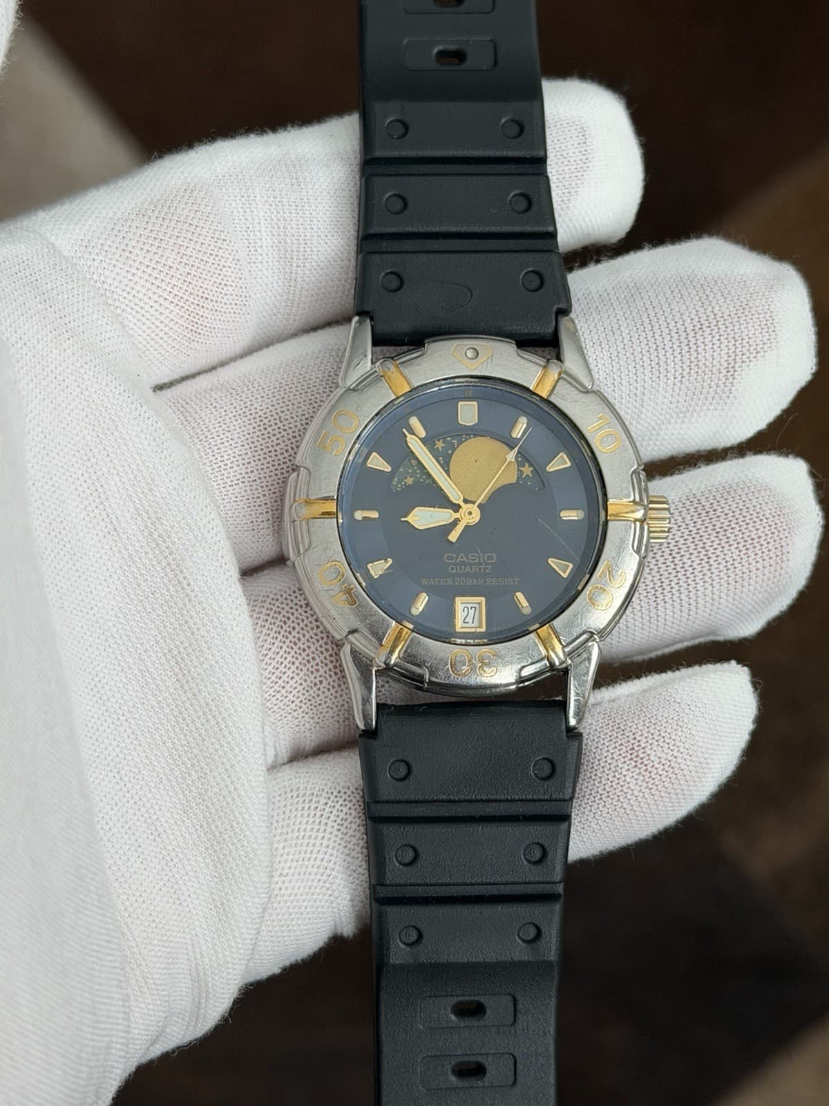 Rare Vintage Casio Moon Phase MD-717 Men’s Quartz Sports Watch JDM 1980s