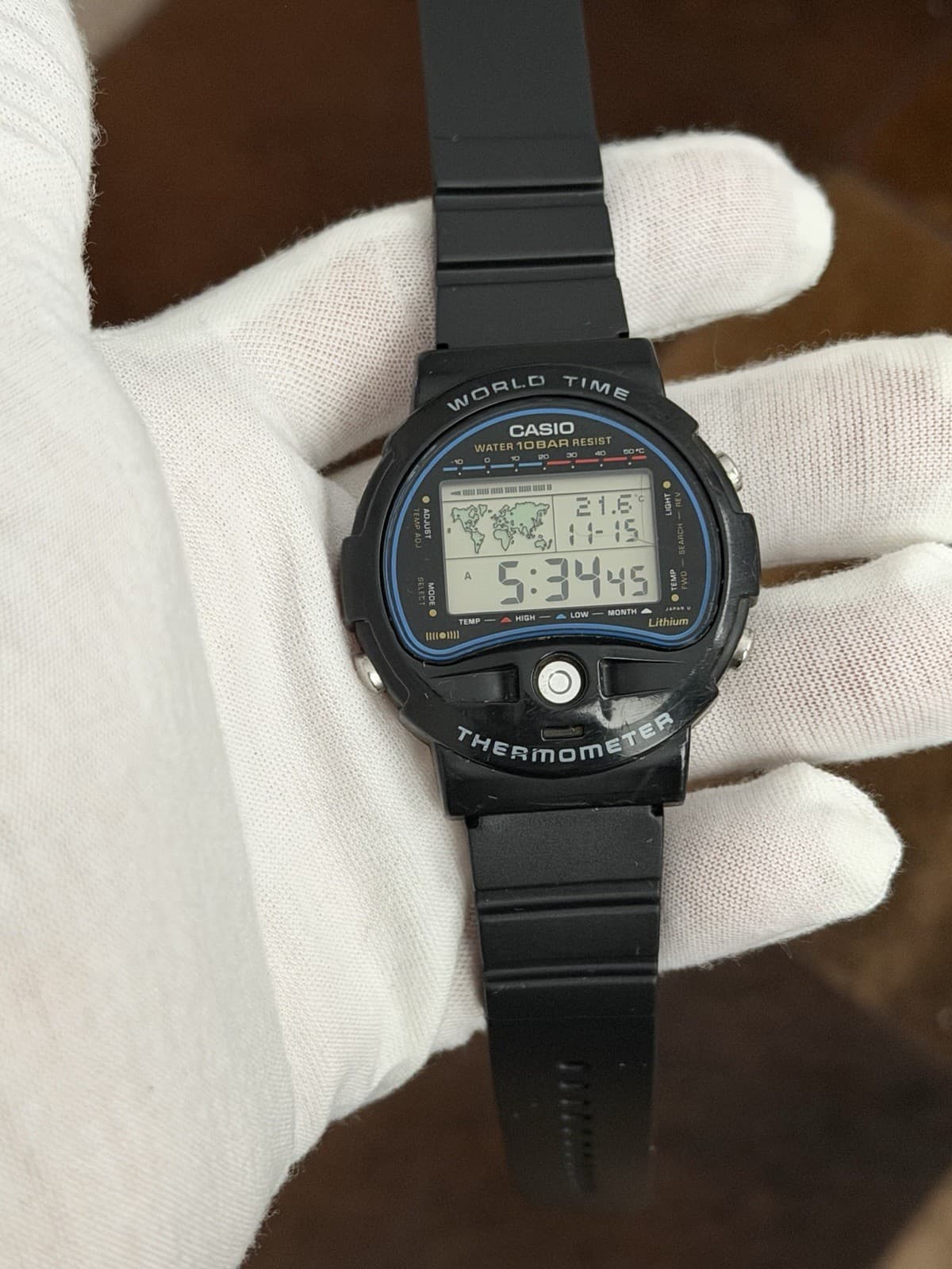 Rare Vintage Casio World Time Thermometer TS-150 Men’s Digital Sports Watch JDM