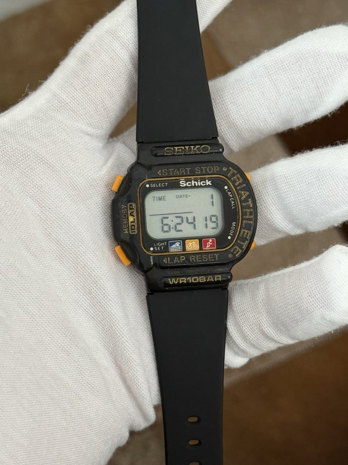 Rare Vintage Seiko Triathlete S600-5020 Limited Edition Schick Shaving Watch JDM