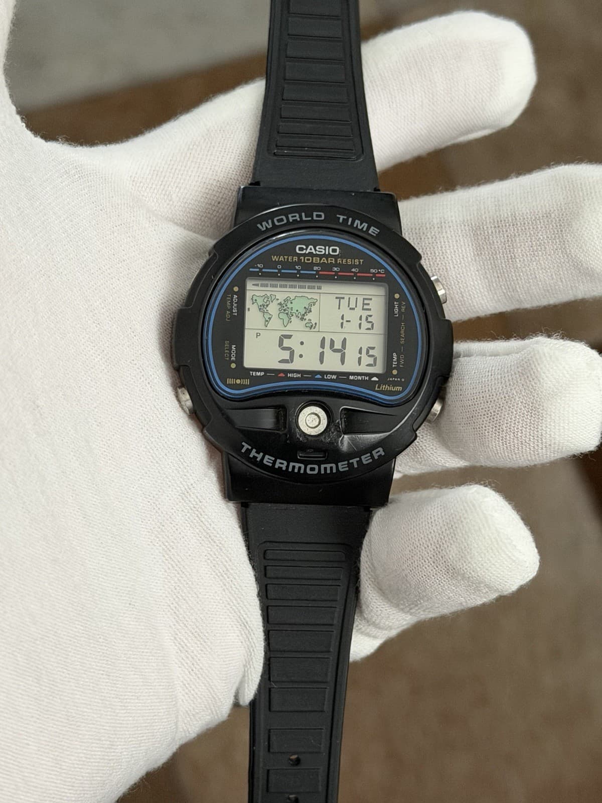 Rare Vintage Casio World Time Thermometer TS-150 Men’s Digital Sports Watch JDM
