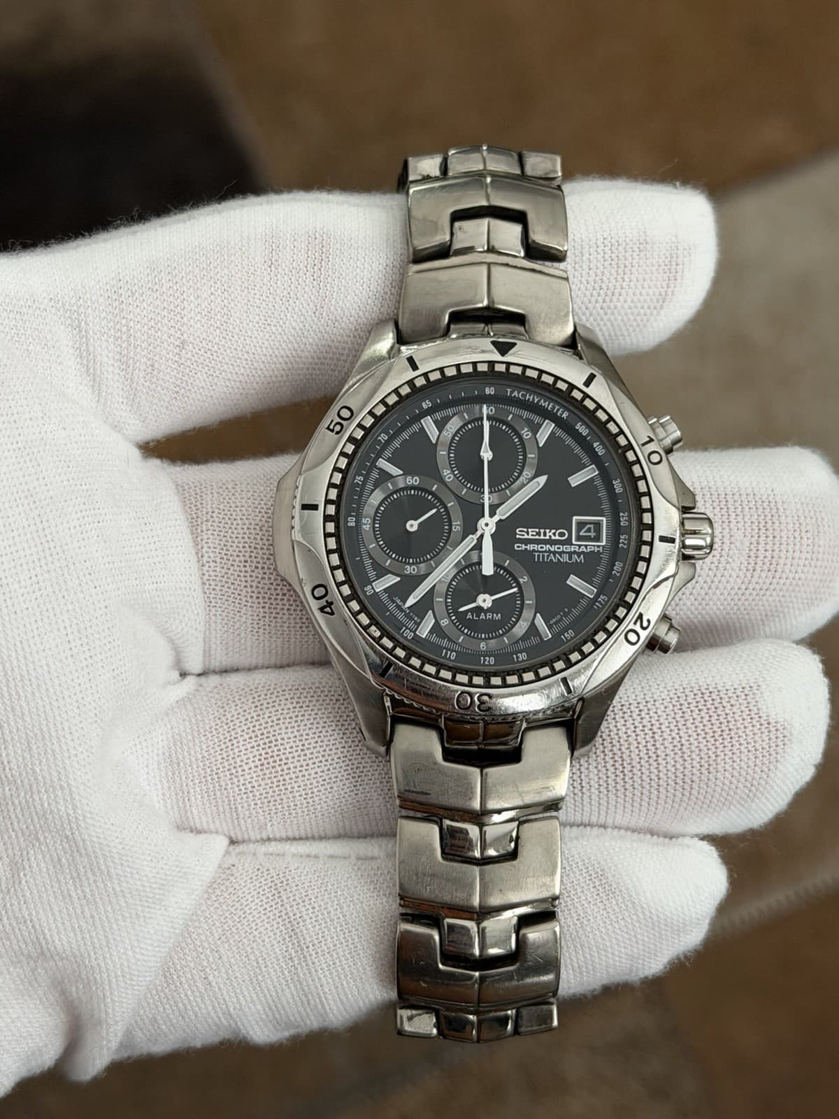 Rare Vintage Seiko Titanium Alarm Chronograph 7T62-0AC0 Men’s Sports Watch JDM