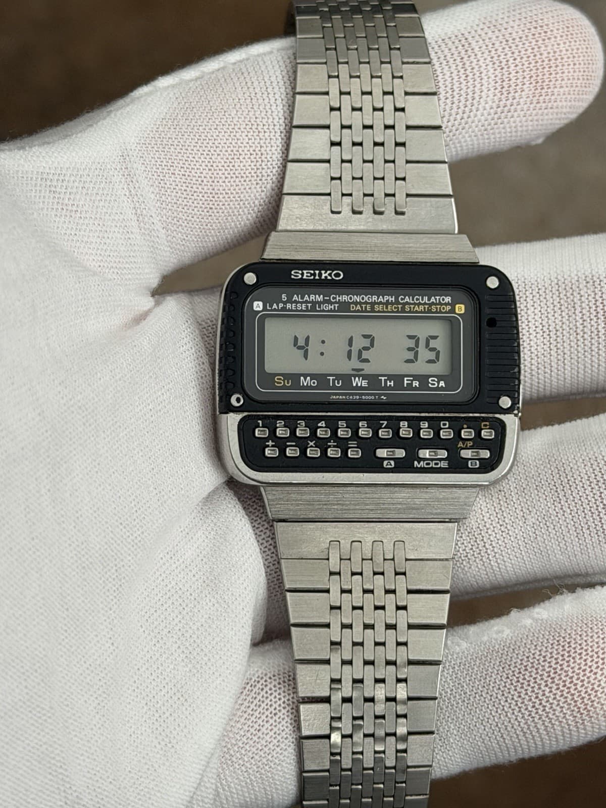 Rare Vintage Seiko Alarm Chronograph Calculator C439-5000 Digital Watch JDM 80s