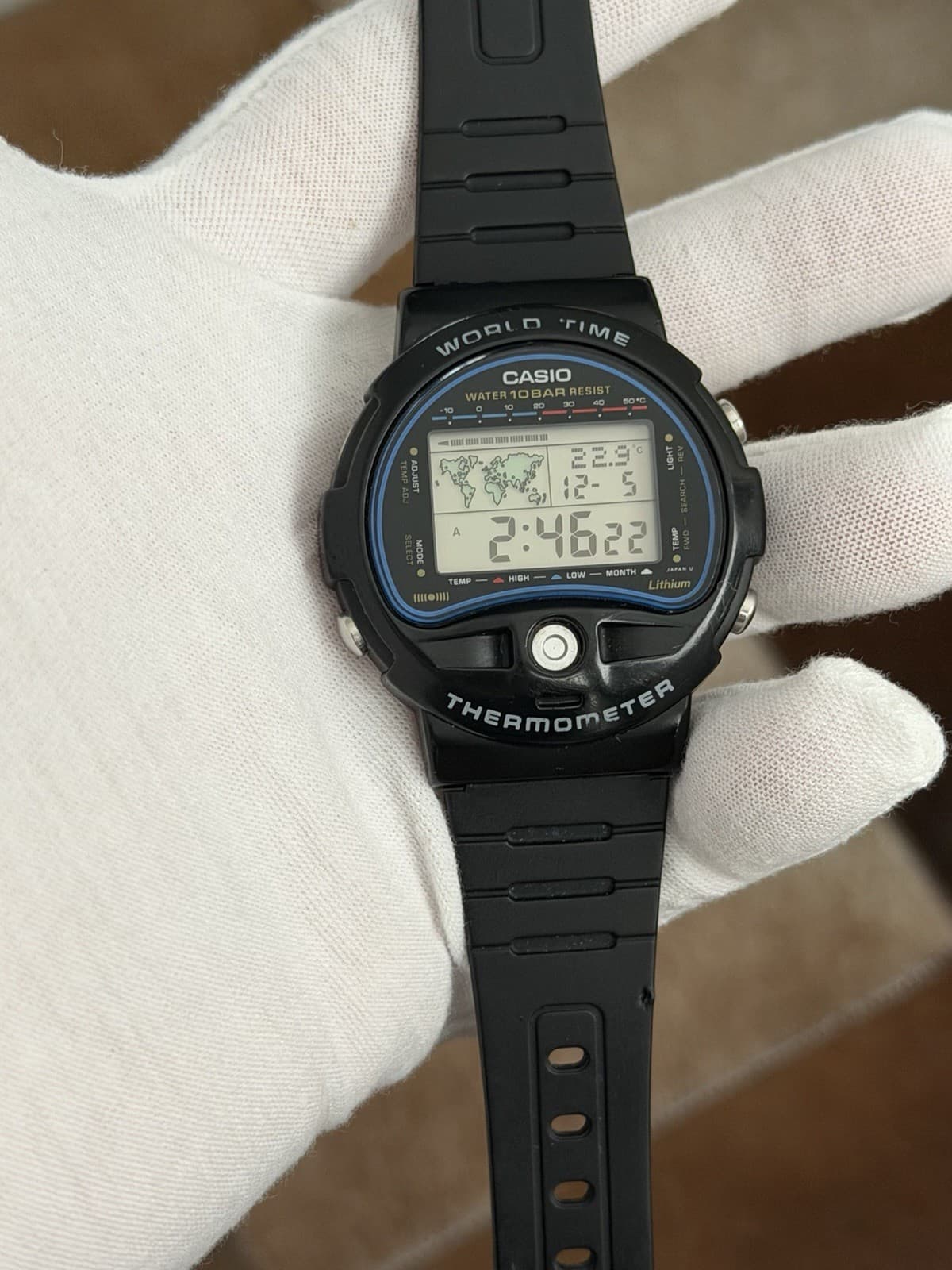Rare Vintage Casio World Time Thermometer TS-150 Men’s Digital Sports Watch JDM