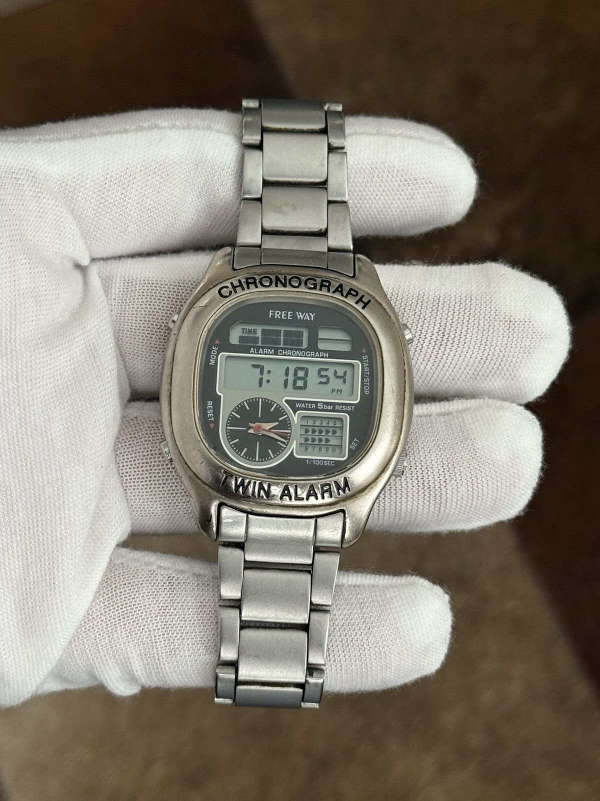Rare Vintage Citizen Free Way Chronograph Twin Alarm Ana-Digi Men’s Watch JDM