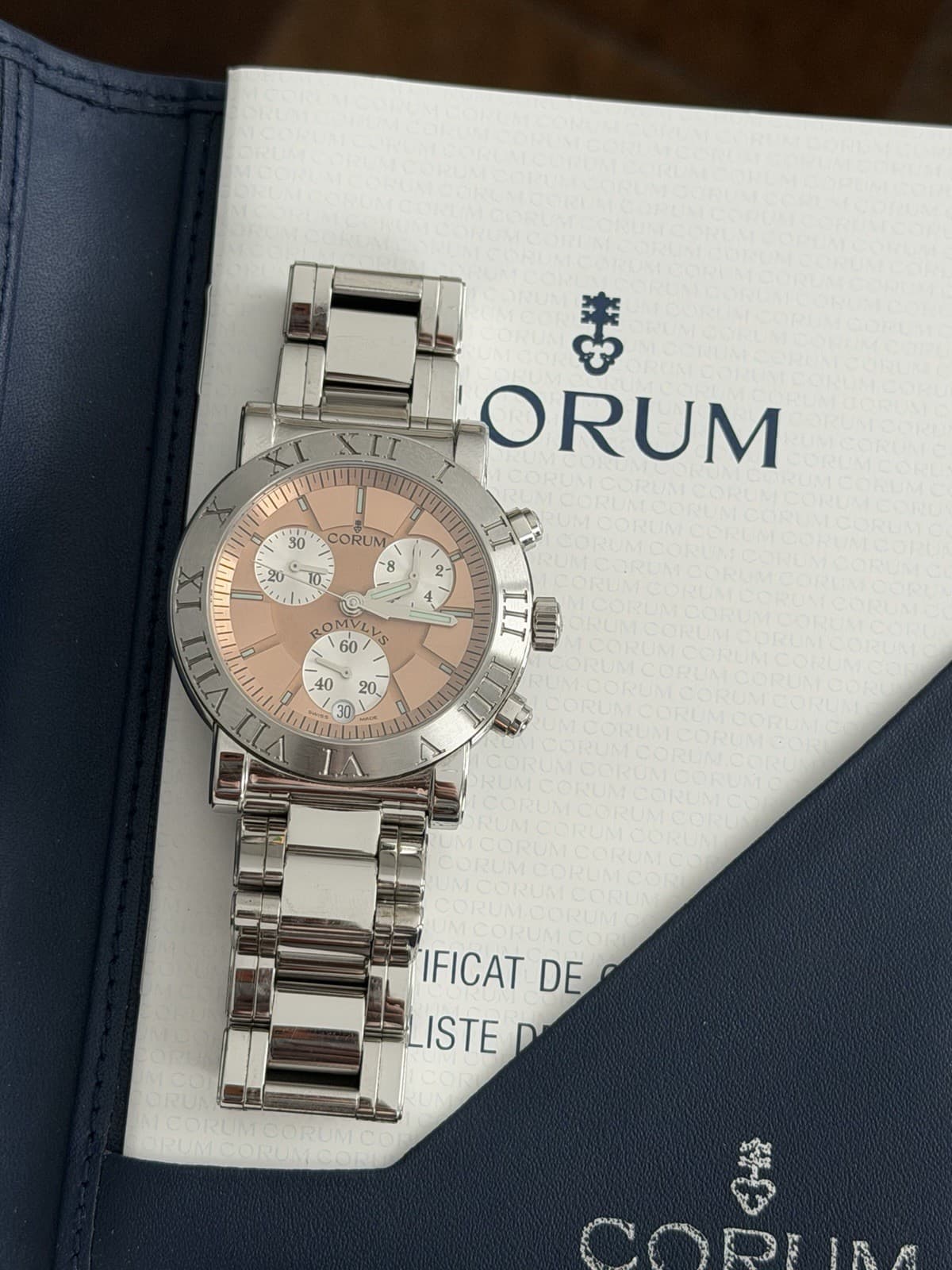 Rare Vintage Corum Romulus 396.701.20 Men’s Chronograph Sports Watch