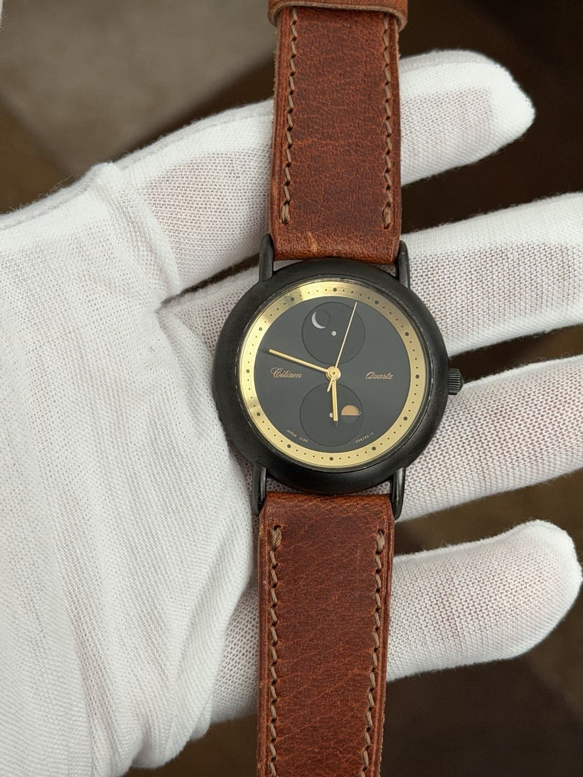 Rare Vintage Citizen Quartz Moon & Sun Phase Men’s Classic Dress Watch JDM 1980s