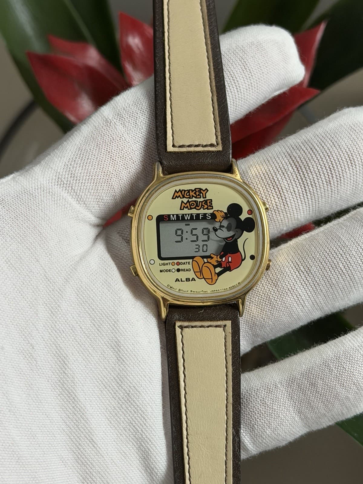Rare Vintage Seiko Alba Y744-5000 Mickey Mouse Digital Watch JDM 1980s