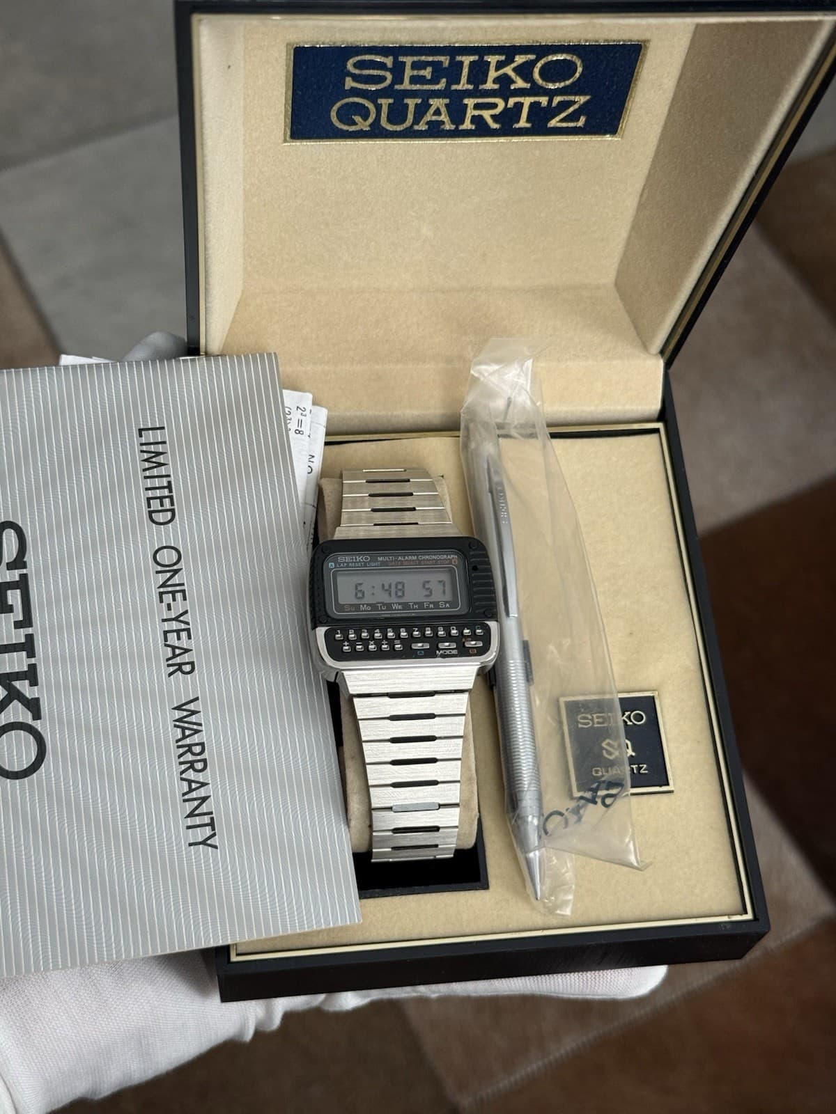 NOS Vintage Seiko Multi-Alarm Chronograph Calculator C439-5010 Digital Watch JDM
