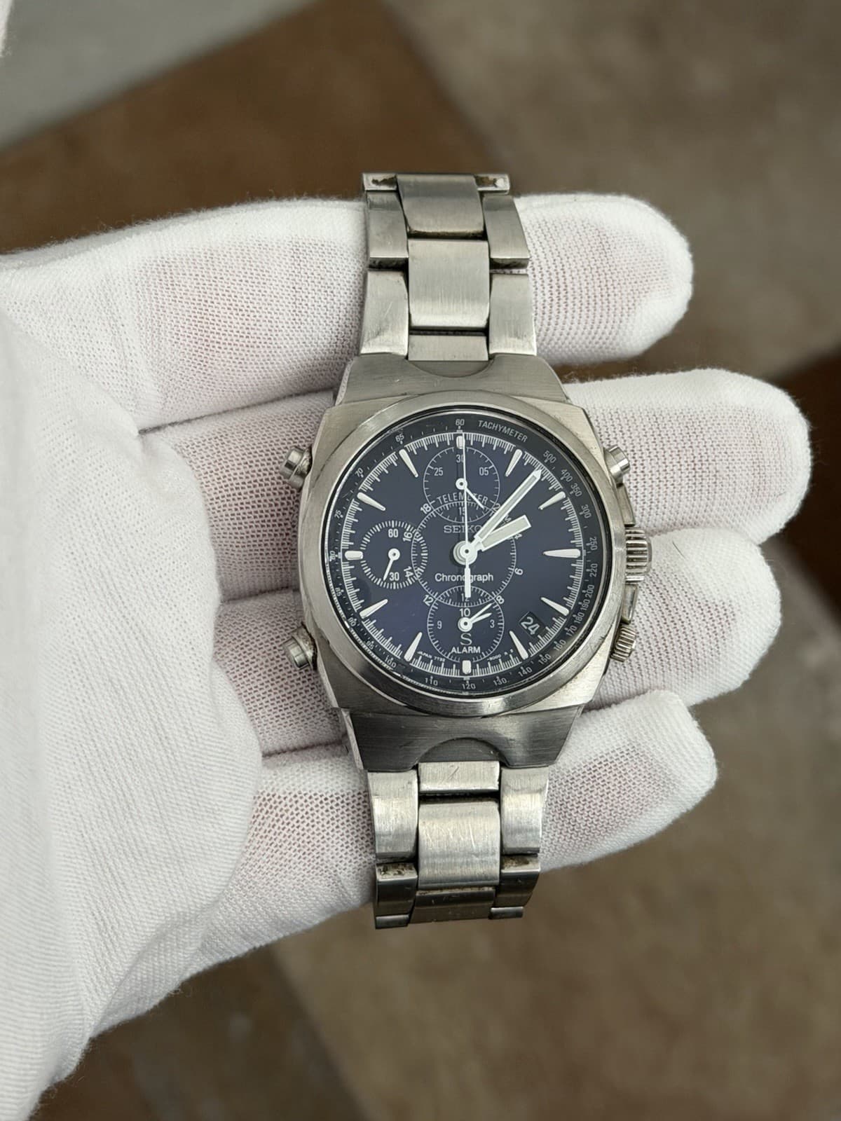 Rare Vintage Seiko Telemeter Chronograph Alarm 7T32-9000 Men’s Sports Watch JDM