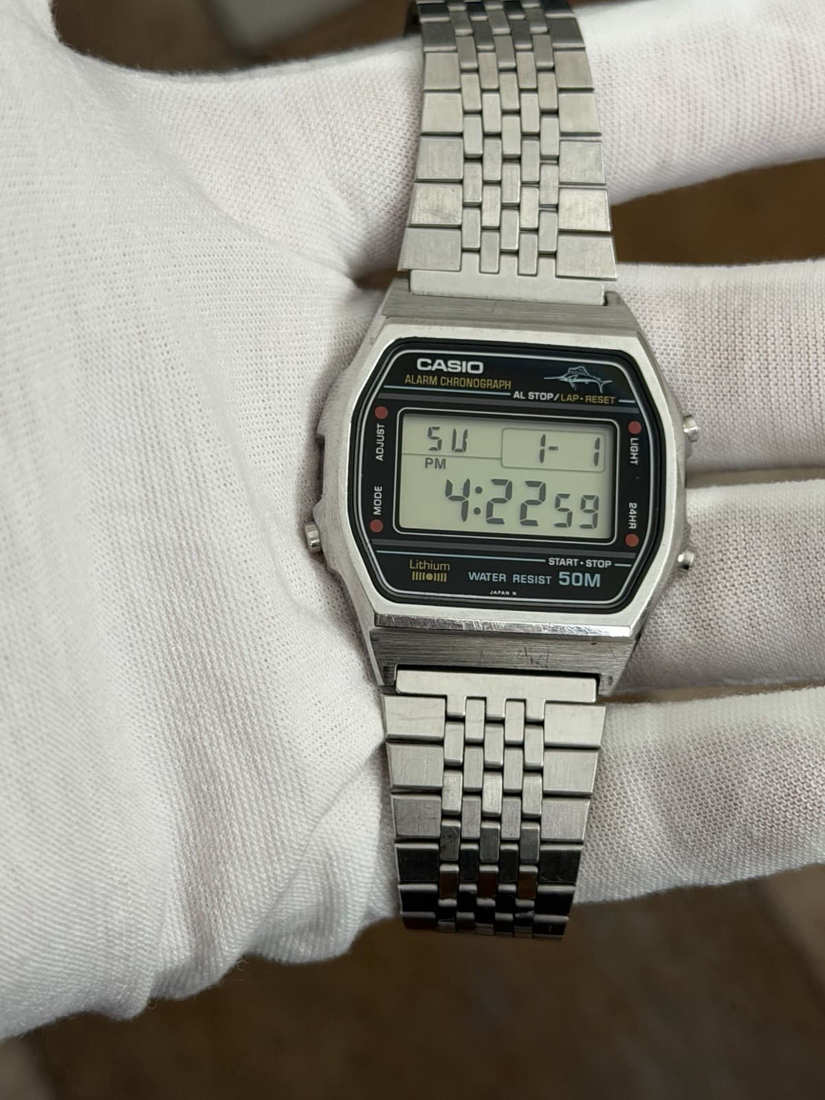 Rare Vintage Casio Marlin W-36 Alarm Chronograph Digital Sports Watch JDM 1980s