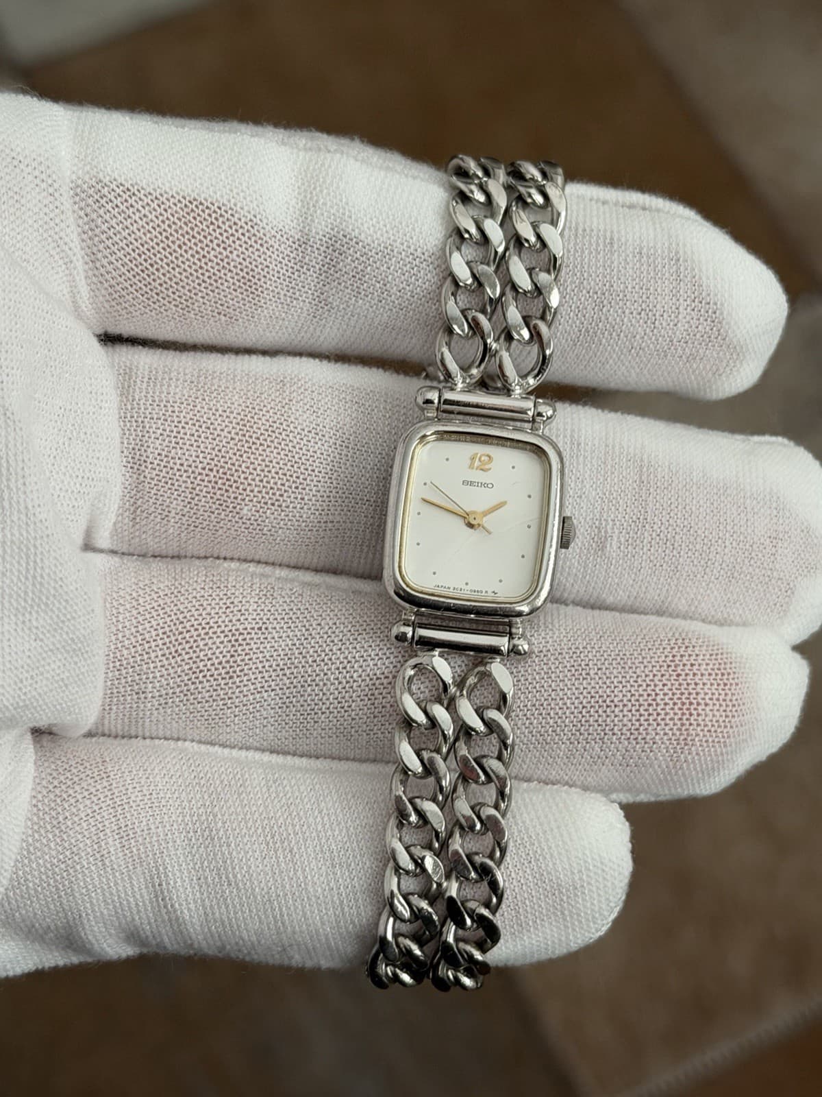 Seiko 2021-5360 Vintage Fancy Cuban Link Bracelet Dress Watch JDM 1980s